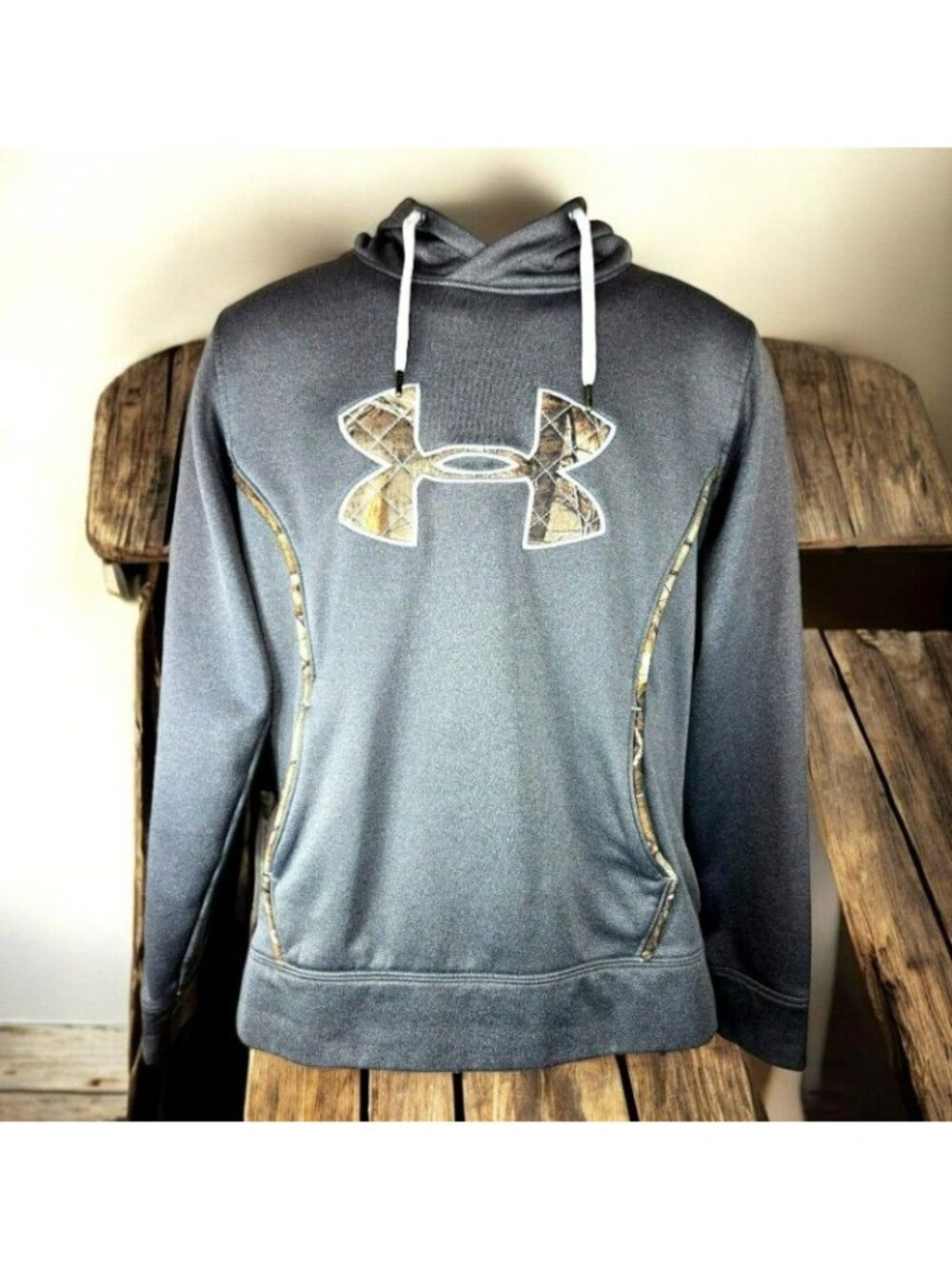 Under Armour Womens Grey-Camo Pullover Hoodie Size Medium